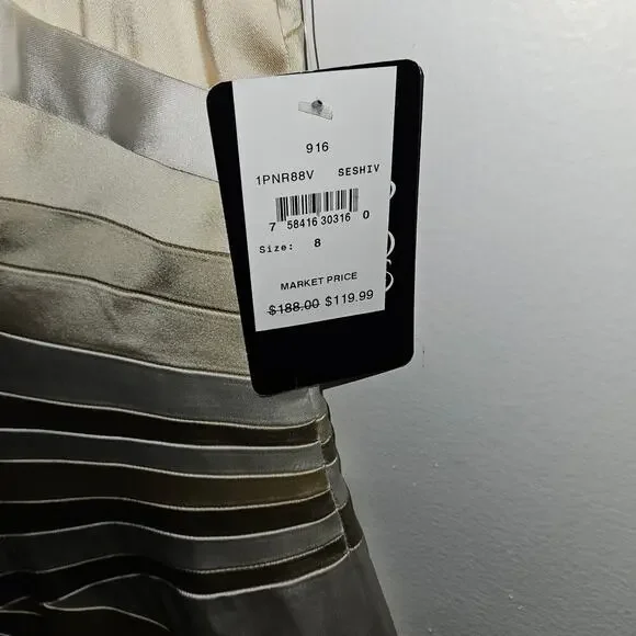 NWT! Jax Gold/Cream Satin Sleeveless Sheath Dress. Size 8 Medium - Picture 9 of 9